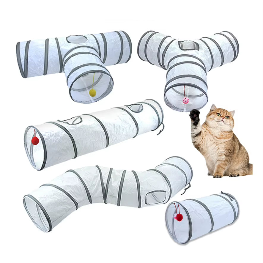 Cats Tunnel Foldable Pet Cat Toys Kitten Pet Training Interactive Fun Toy Tunnel Bored for Puppy Kitten Rabbit Play Tunnel Tube