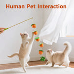 Interactive Colorful Ribbon Cat Toy Funny Fruit Cats Stick Satin Teasing Cat Toys Kitten Playing Teaser Wand Toy Cat Supplies