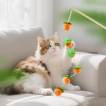 Interactive Colorful Ribbon Cat Toy Funny Fruit Cats Stick Satin Teasing Cat Toys Kitten Playing Teaser Wand Toy Cat Supplies