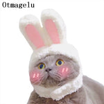 Cute Rabbit Ears Cap for Cats Funny Cat Headgear Warm Plush Pet Hat Christmas Cosplay Props Photoprop Kitten Headwear Supplies