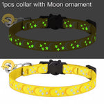 Pet Collar Cat Dog Gold Color Stars and Moon Pet Collar with Bell and PP Material Separate Luminescence Safety Buckle Solid Safe