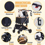 Pet Stroller, Small Dogs, Lightweight Small Dog Stroller, Dogs Cats with 6 Shock Absorption System, Detachable Carrier Suitable,