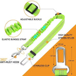 Reflective Dog Seat Belt - Adjustable Durable Nylon Safety Harness with Bungee Buffer for Secure Car Travel, Comfort Anti-Shock