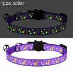Pet Collar Cat Dog Gold Color Stars and Moon Pet Collar with Bell and PP Material Separate Luminescence Safety Buckle Solid Safe