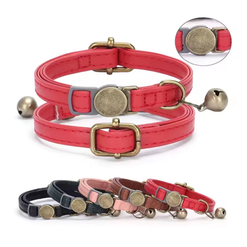 Kitten Collar Adjustable Safety Bell Ring Necklace Cat Collar with Bell Cartoon Footprint Colorful Dog Puppy Cat Accessories