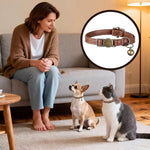 Kitten Collar Adjustable Safety Bell Ring Necklace Cat Collar with Bell Cartoon Footprint Colorful Dog Puppy Cat Accessories