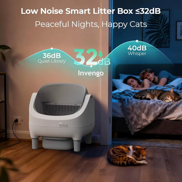Automatic Cat Litter Box Self Cleaning, App Control, Open-Top Automatic Litter Box with Safety Sensors, Customized