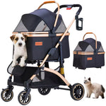 Pet Stroller, Small Dogs, Lightweight Small Dog Stroller, Dogs Cats with 6 Shock Absorption System, Detachable Carrier Suitable,