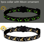 Pet Collar Cat Dog Gold Color Stars and Moon Pet Collar with Bell and PP Material Separate Luminescence Safety Buckle Solid Safe