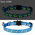 Pet Collar Cat Dog Gold Color Stars and Moon Pet Collar with Bell and PP Material Separate Luminescence Safety Buckle Solid Safe