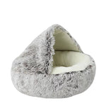 Cat Bed round Plush Fluffy Hooded Cat Bed Cave, Cozy for Indoor Cats or Small Dog Beds, Doughnut Calm Anti-Nxiety Dog Bed