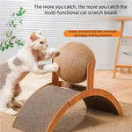 2 in 1 Wooden Cat Scratching Ball Sisal Scratch Board Durable Grinding Paw Toy Solid Wood Scraper for Cats Kittens Pet Supplies