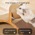 2 in 1 Wooden Cat Scratching Ball Sisal Scratch Board Durable Grinding Paw Toy Solid Wood Scraper for Cats Kittens Pet Supplies