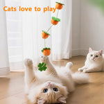 Interactive Colorful Ribbon Cat Toy Funny Fruit Cats Stick Satin Teasing Cat Toys Kitten Playing Teaser Wand Toy Cat Supplies