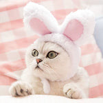 Cute Rabbit Ears Cap for Cats Funny Cat Headgear Warm Plush Pet Hat Christmas Cosplay Props Photoprop Kitten Headwear Supplies