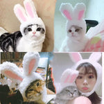 Cute Rabbit Ears Cap for Cats Funny Cat Headgear Warm Plush Pet Hat Christmas Cosplay Props Photoprop Kitten Headwear Supplies