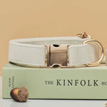 Multiple Colour Velvet Personalise Dog Collar Leash Set with Bow,Brown+Grey+White,Engraved Pet Name Plate Metal Buckle,Wedding P