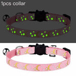 Pet Collar Cat Dog Gold Color Stars and Moon Pet Collar with Bell and PP Material Separate Luminescence Safety Buckle Solid Safe