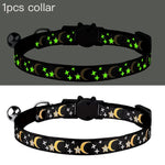 Pet Collar Cat Dog Gold Color Stars and Moon Pet Collar with Bell and PP Material Separate Luminescence Safety Buckle Solid Safe