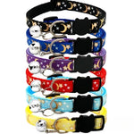 Pet Collar Cat Dog Gold Color Stars and Moon Pet Collar with Bell and PP Material Separate Luminescence Safety Buckle Solid Safe