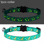 Pet Collar Cat Dog Gold Color Stars and Moon Pet Collar with Bell and PP Material Separate Luminescence Safety Buckle Solid Safe
