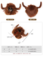 Cute Pet Cosplay Clothes Transfiguration Cow Horn Costume Winter Warm Wig Cat Large Dog Party Decoration with Ear Pet Apparel