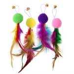 Three-Section Fishing Rod Tassel Hair Ball Funny Cat 12-Piece Set of Color Feather Replacement Head Cat Toys Interactive