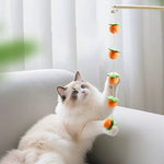 Interactive Colorful Ribbon Cat Toy Funny Fruit Cats Stick Satin Teasing Cat Toys Kitten Playing Teaser Wand Toy Cat Supplies